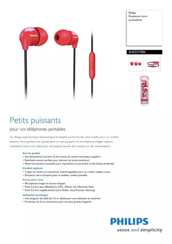 Mode d'emploi PHILIPS SHE3575BK