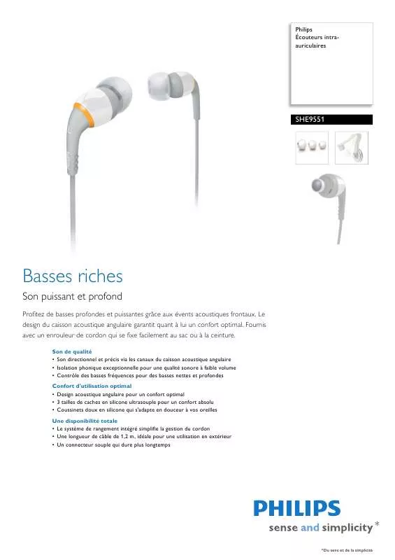 Mode d'emploi PHILIPS SHE9551