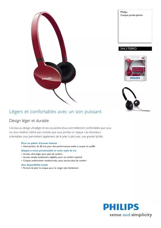 Mode d'emploi PHILIPS SHL1700RD