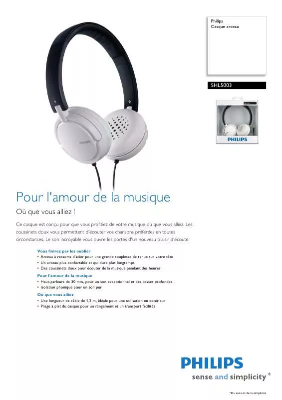 Mode d'emploi PHILIPS SHL-5003