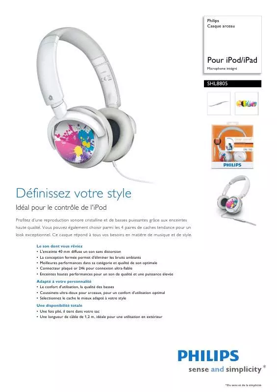 Mode d'emploi PHILIPS SHL-8805