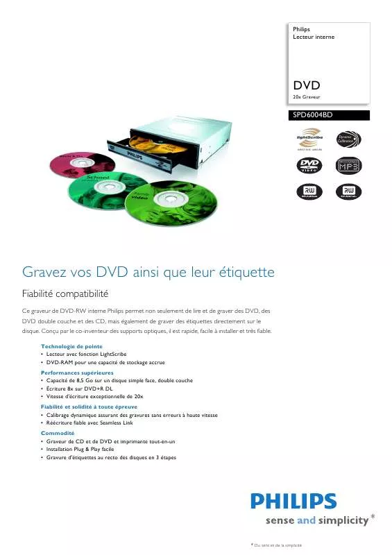 Mode d'emploi PHILIPS SPD6004BD