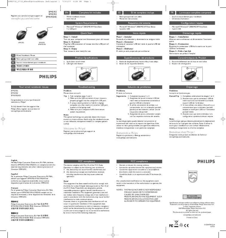 Mode d'emploi PHILIPS SPM3702BB