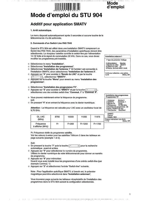 Mode d'emploi PHILIPS STU904-63Y