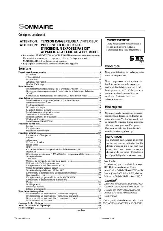 Mode d'emploi PHILIPS VR1500