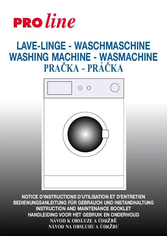 Mode d'emploi PROLINE LAVE LINGE