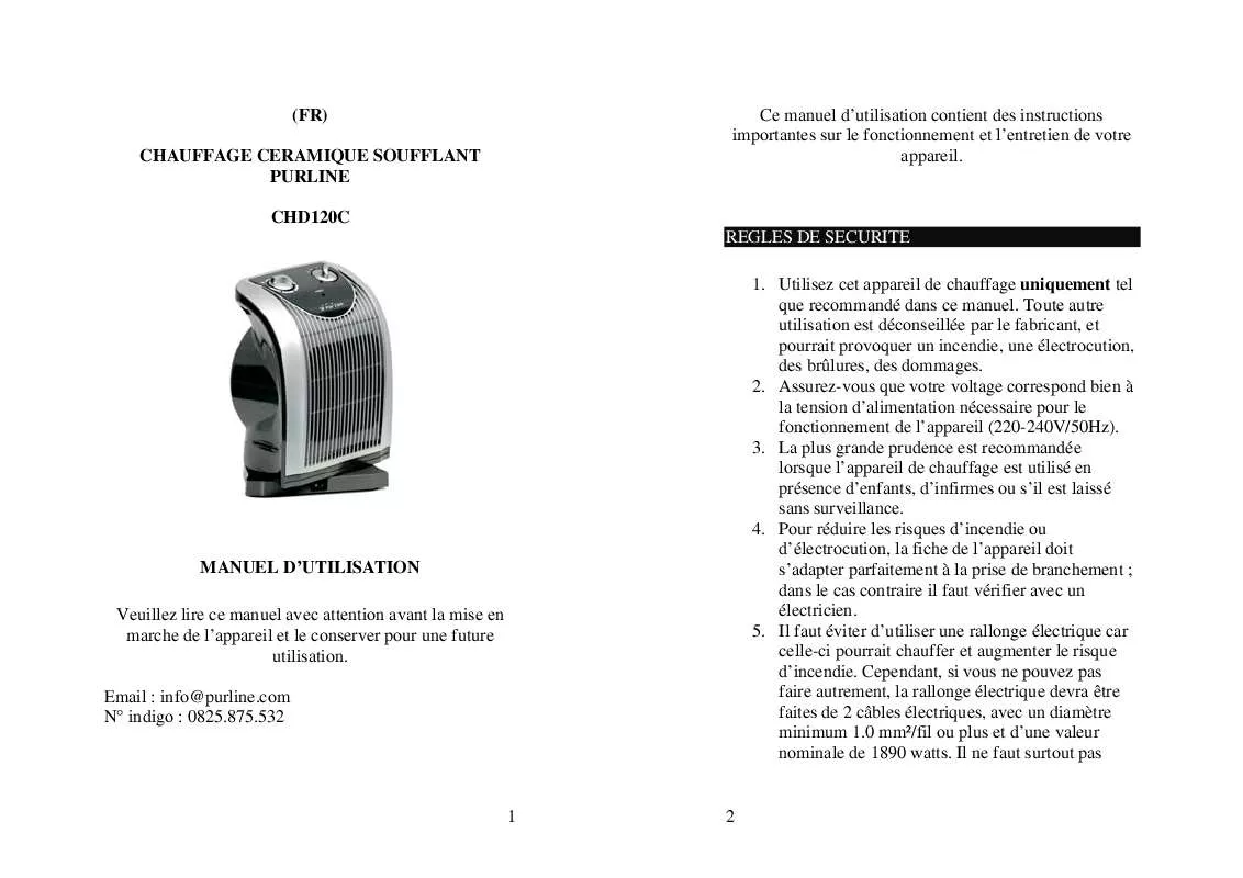 Mode d'emploi PUR LINE CHD 120C