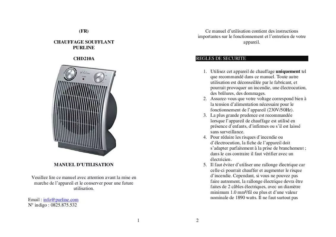 Mode d'emploi PUR LINE CHD 210A