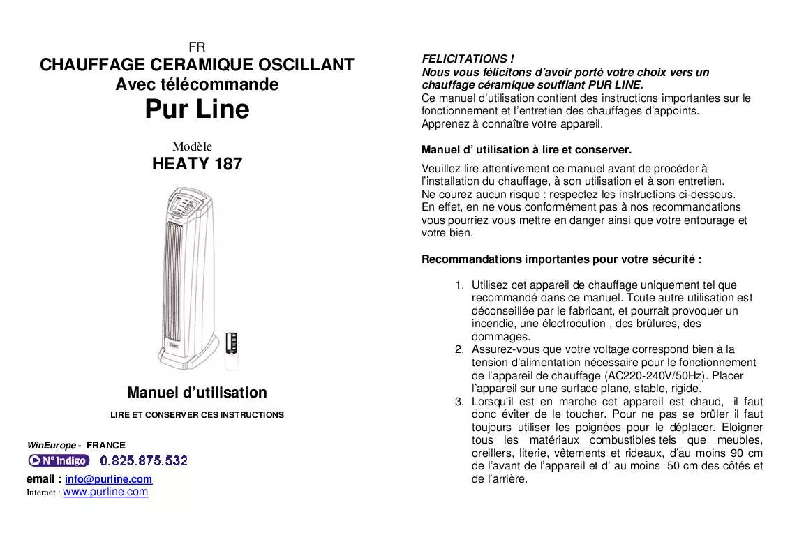 Mode d'emploi PUR LINE HEATY 187