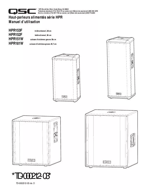 Mode d'emploi QSC AUDIO HPR152F