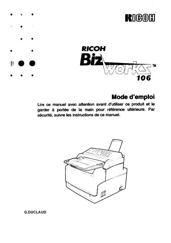 Mode d'emploi RICOH BIZWORKS 106