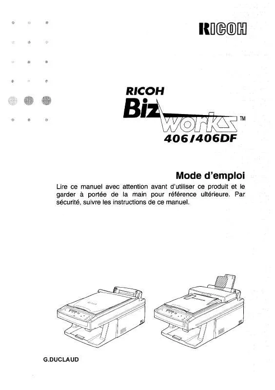 Mode d'emploi RICOH BIZWORKS 406 DF