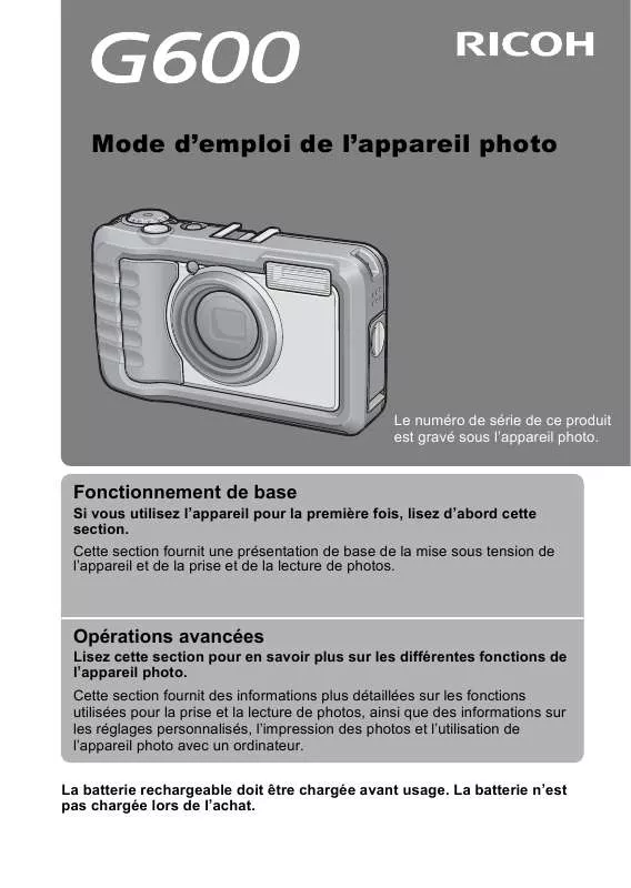 Mode d'emploi RICOH G600