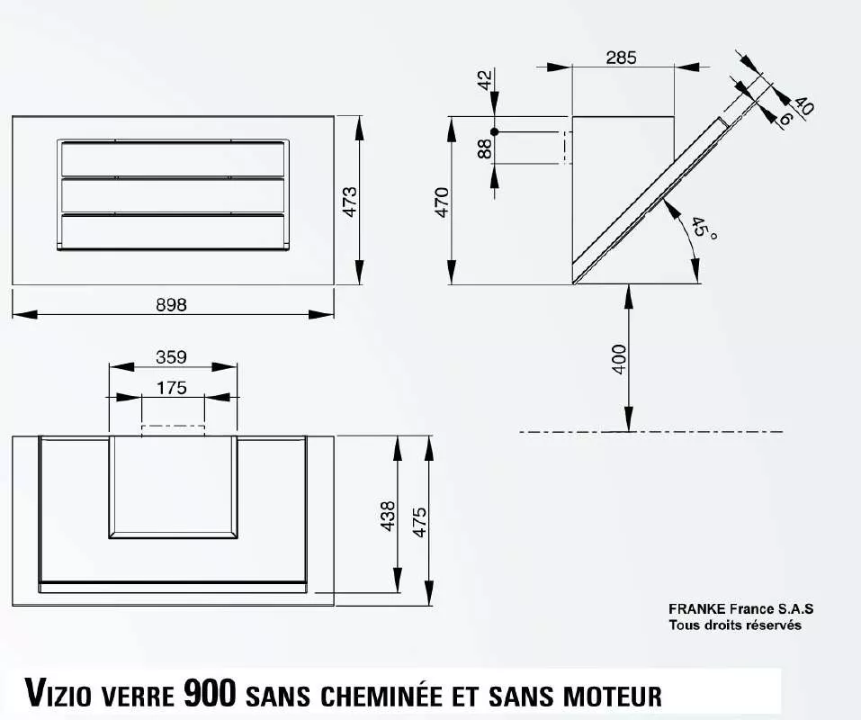 Mode d'emploi ROBLIN VIZIO VERRE 900 SANS CHEMINEE ET SANS MOTEUR