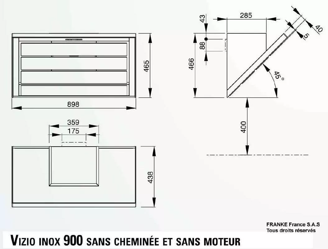 Mode d'emploi ROBLIN VIZION INOX 900 SANS CHEMINEE ET SANS MOTEUR