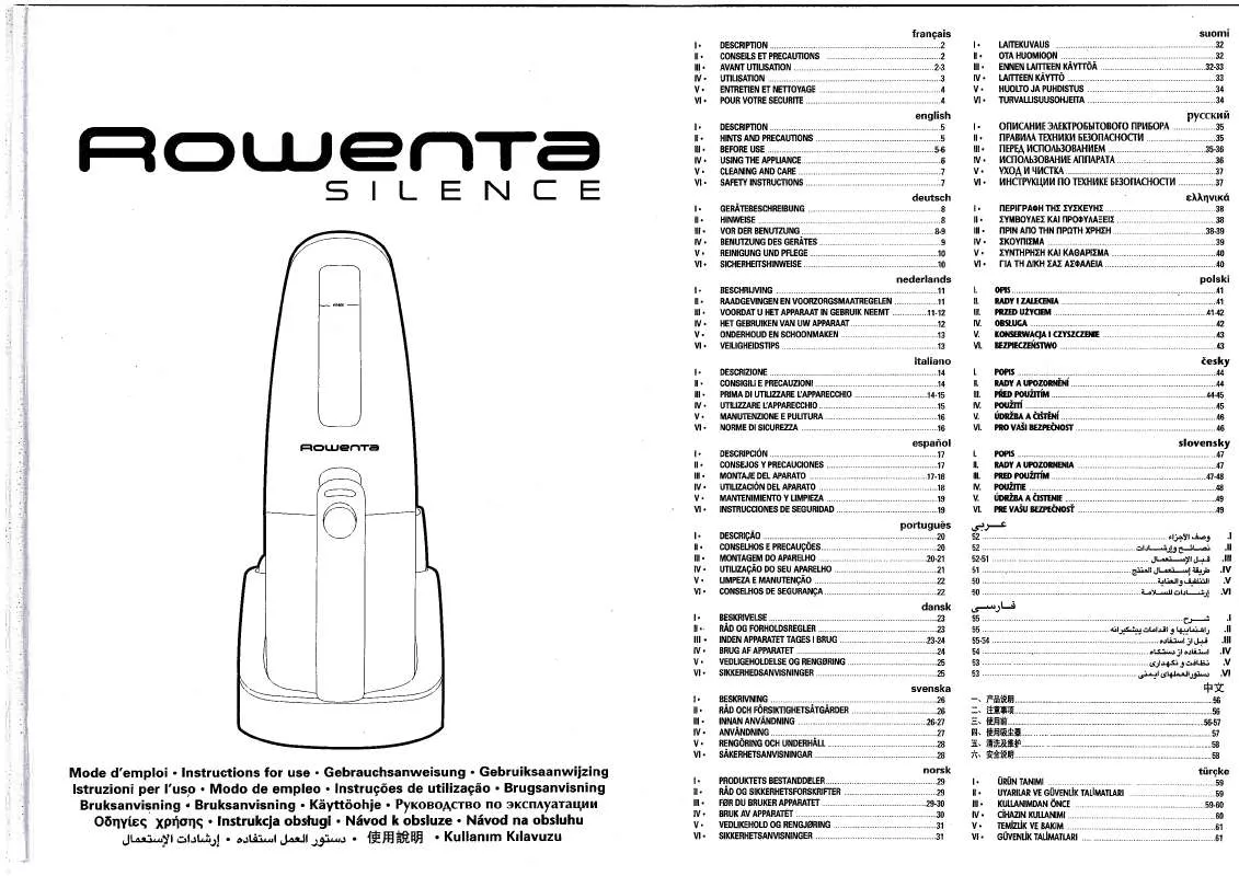 Mode d'emploi ROWENTA AC 6117 SILENCE