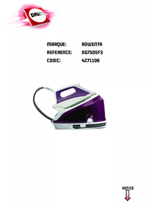 Mode d'emploi ROWENTA DG7505F3 COMPACT STEAM