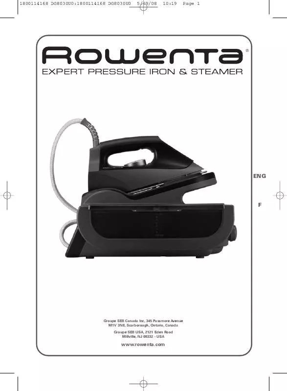 Mode d'emploi ROWENTA DG8030 EXPERT PRESSURE IRON STEAMER