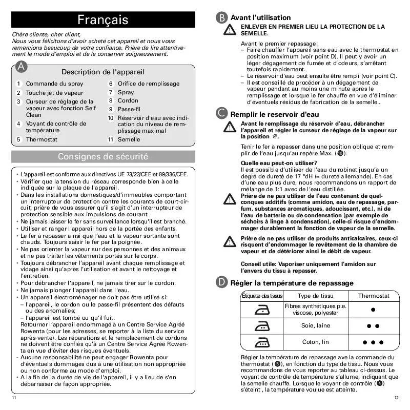 Mode d'emploi ROWENTA DX 2100