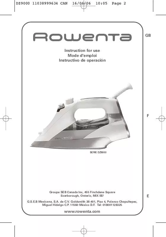 Mode d'emploi ROWENTA DZ 9010 ADVANCER