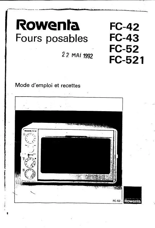 Mode d'emploi ROWENTA FC 52