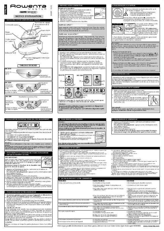 Mode d'emploi ROWENTA GENERATEUR MASTER