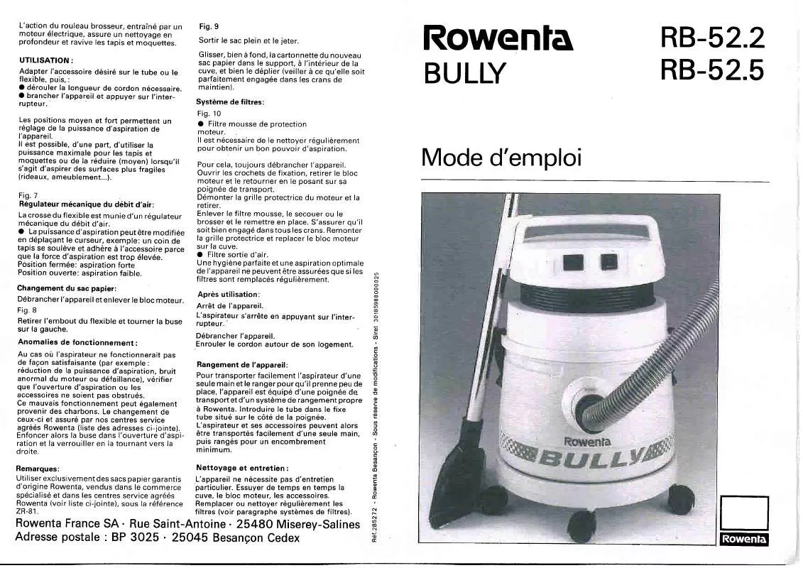 Mode d'emploi ROWENTA RB 52.5 BULLY