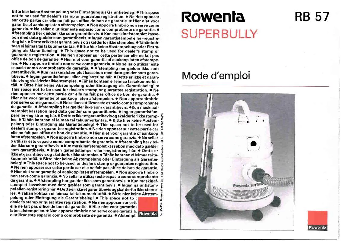 Mode d'emploi ROWENTA RB 57 SUPER BULLY