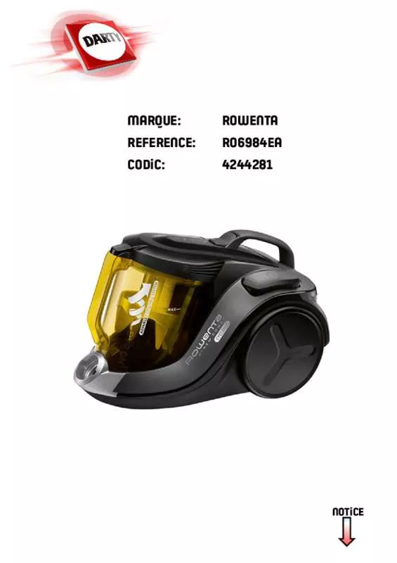 Mode d'emploi ROWENTA RO6984EA X-TREM POWER CYCLONIC ANIMAL CARE