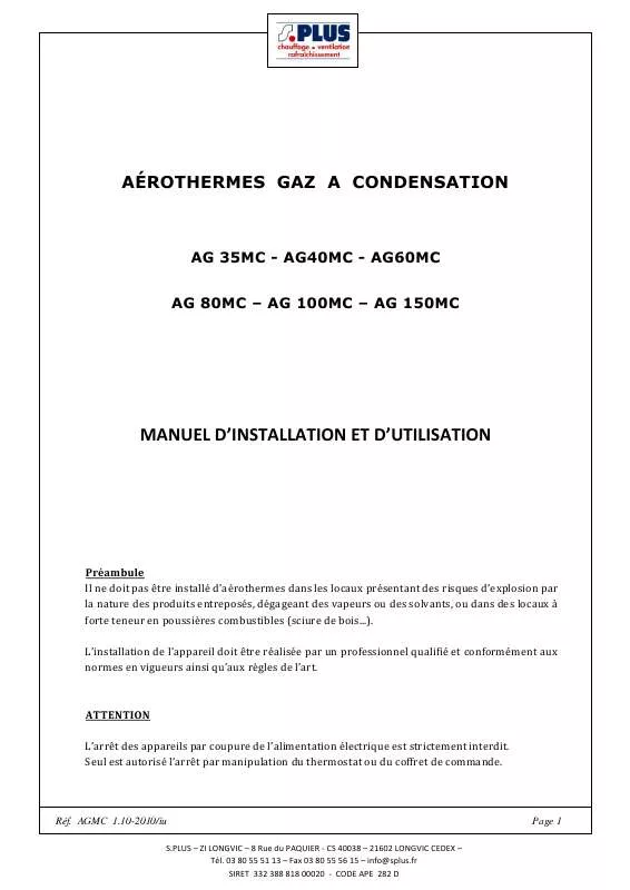 Mode d'emploi S.PLUS AG 100MC