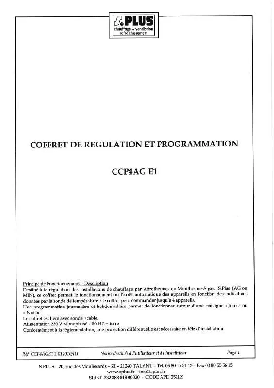 Mode d'emploi S.PLUS CCP4AG E1