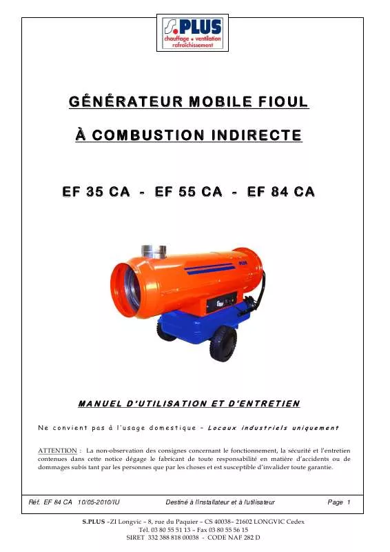 Mode d'emploi S.PLUS EF 84 CA