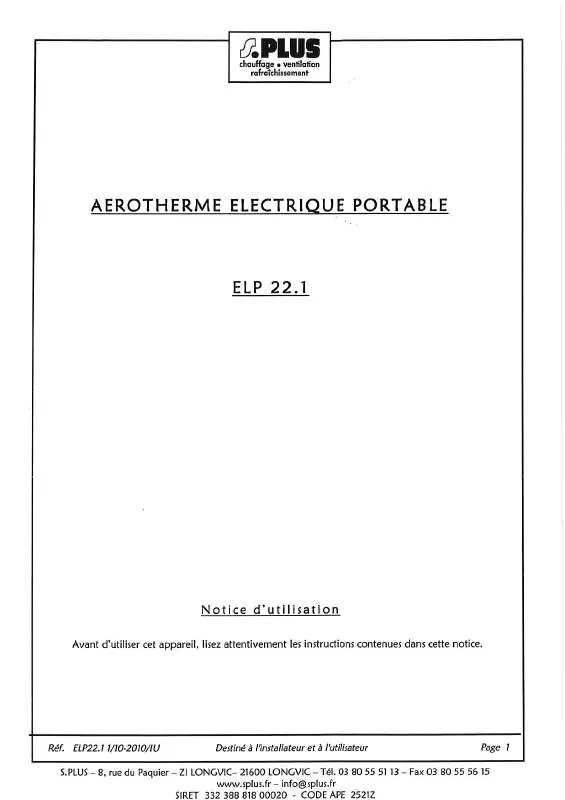 Mode d'emploi S.PLUS ELP 22-1