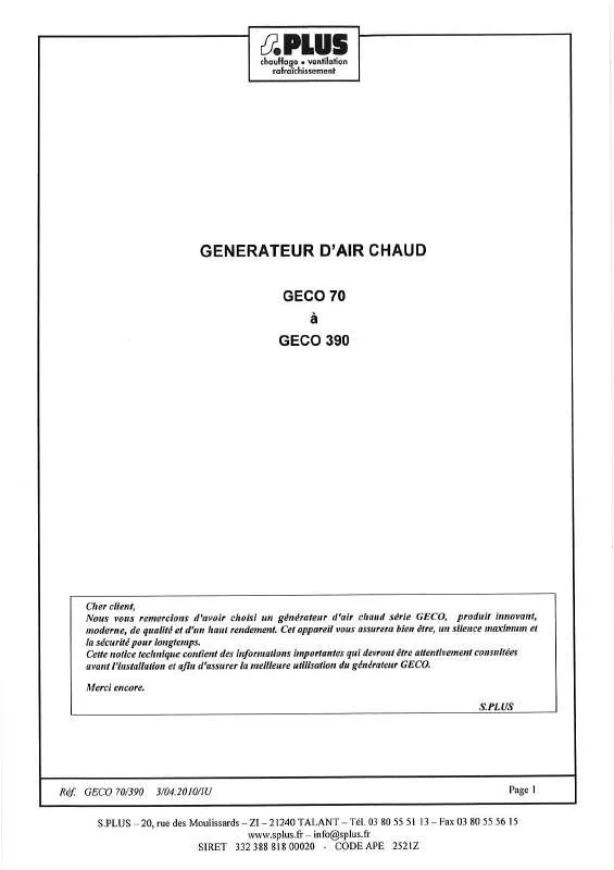 Mode d'emploi S.PLUS GECO 390