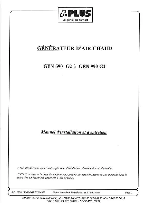 Mode d'emploi S.PLUS GEN 590 G2