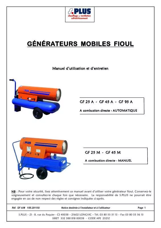 Mode d'emploi S.PLUS GF 25 M