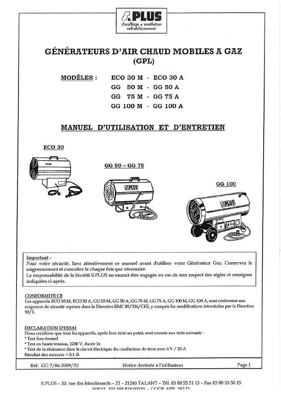 Mode d'emploi S.PLUS GG75 M