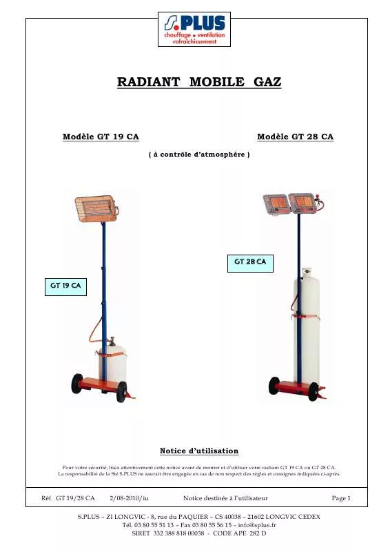 Mode d'emploi S.PLUS GT 19 CA