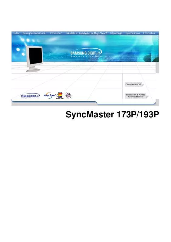 Mode d'emploi SAMSUNG SYNCMASTER 173P