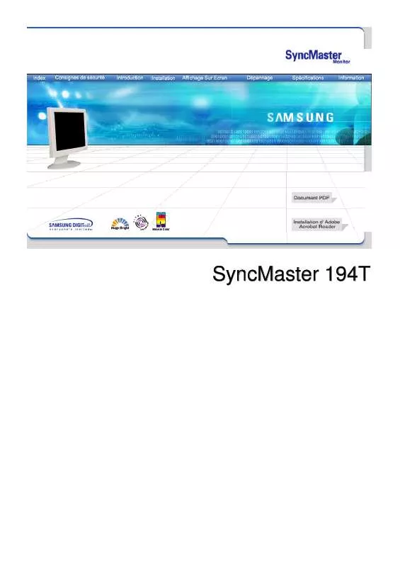 Mode d'emploi SAMSUNG SYNCMASTER 194T