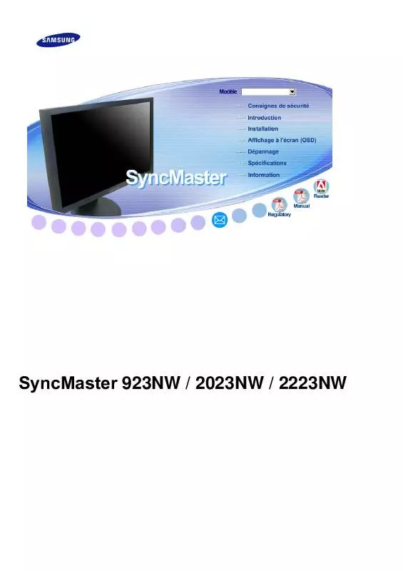 Mode d'emploi SAMSUNG SYNCMASTER 2023NW