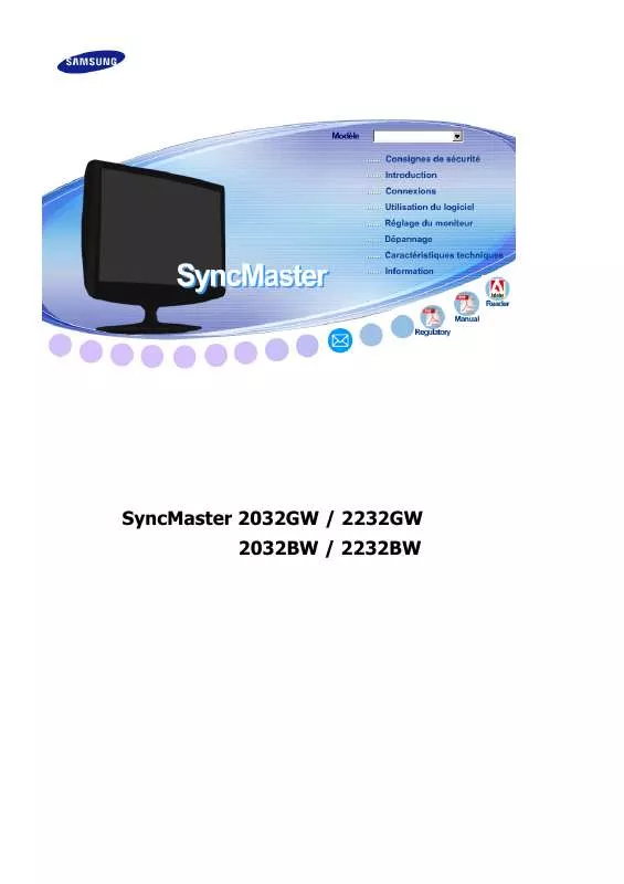 Mode d'emploi SAMSUNG SYNCMASTER 2032GW