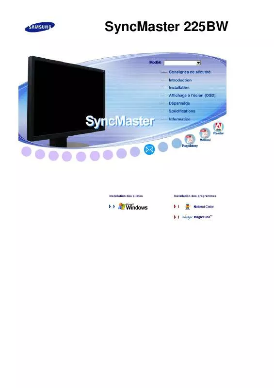 Mode d'emploi SAMSUNG SYNCMASTER 225BW SB