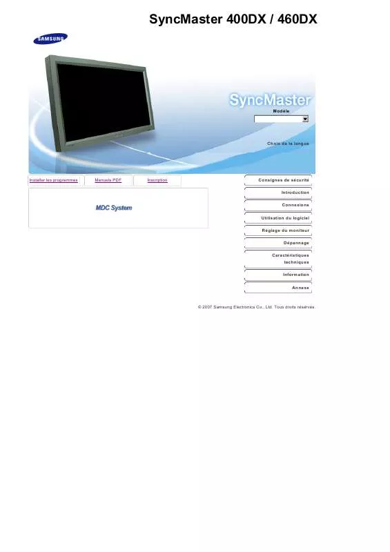 Mode d'emploi SAMSUNG SYNCMASTER 400DX BLACK