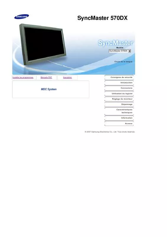 Mode d'emploi SAMSUNG SYNCMASTER 570DX SILVER