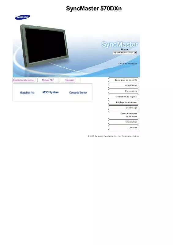 Mode d'emploi SAMSUNG SYNCMASTER 570DXN SILVER