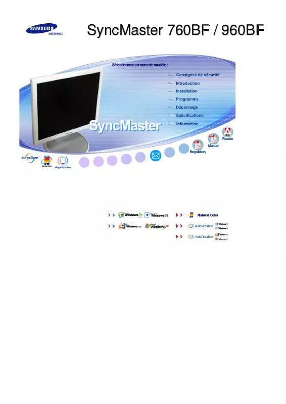 Mode d'emploi SAMSUNG SYNCMASTER 760BF WHITE