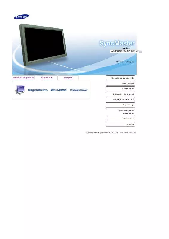 Mode d'emploi SAMSUNG SYNCMASTER 820TSN