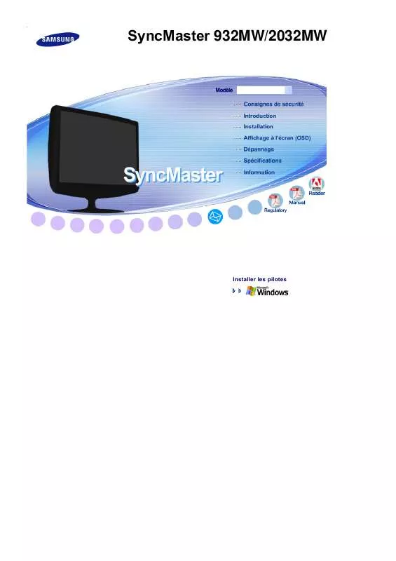 Mode d'emploi SAMSUNG SYNCMASTER 932MW