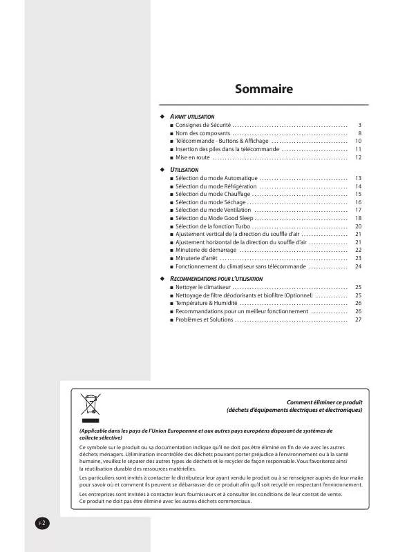 Mode d'emploi SAMSUNG AQ09FAX